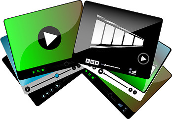 Image showing video movie media player interface set isolated