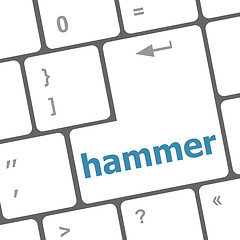 Image showing hammer word on computer pc keyboard key