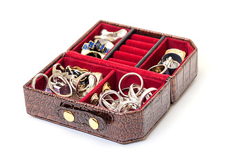 Image showing Leather jewelry box with rings