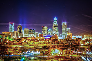 Image showing Charlotte City Skyline night scene