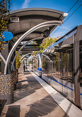 Image showing light rail train system in downtown charlotte nc