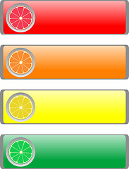 Image showing desert fruit button set, kiwi lemon orange grapes