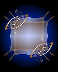 Image showing blue background pattern with gold bow