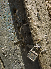 Image showing Old blue rustic door