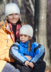 Image showing Portrait of mother and daughter outdoors