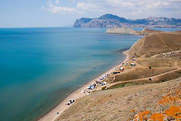 Image showing Camping on the beach