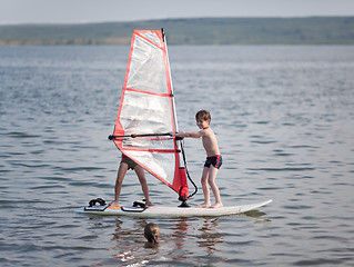 Image showing Windsurfing fun