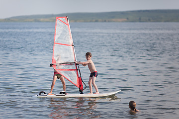 Image showing Windsurfing fun