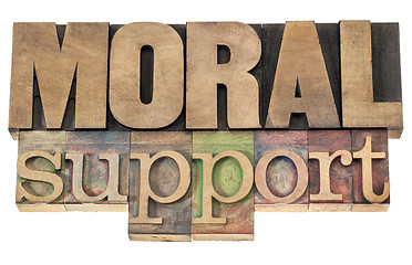 Image showing moral support in wood type