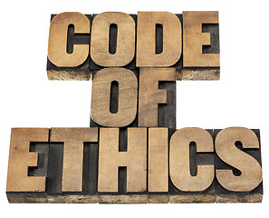 Image showing code of ethics in wood type