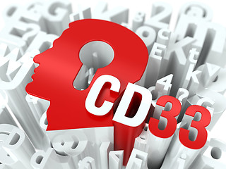 Image showing CD33 and Head on Alphabet Background.