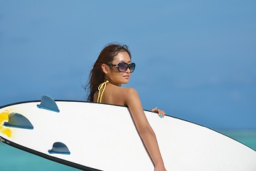 Image showing beautiful  woman relax on tropical  beach