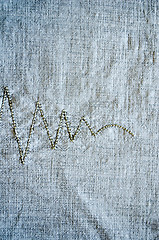 Image showing linen background embroider ornament closeup 