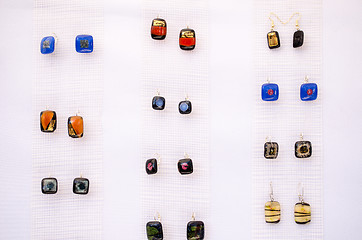 Image showing earrings glass stone jewelery sell market fair  