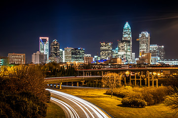 Image showing Charlotte City Skyline night scene