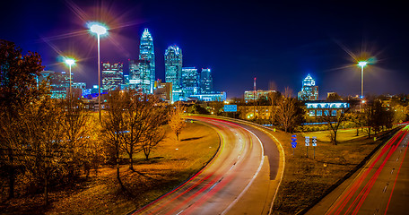 Image showing Charlotte City Skyline night scene