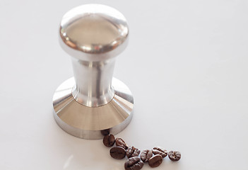 Image showing Espresso tamper made from stainless steel on clean table