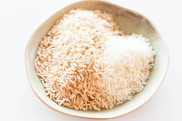 Image showing Heart mound of natural brown and white rice