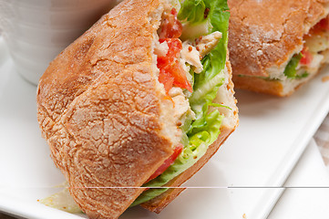 Image showing ciabatta panini sandwich with chicken and tomato