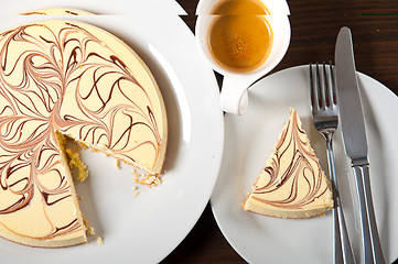 Image showing Cheese cake and espresso coffee