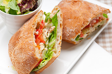 Image showing ciabatta panini sandwich with chicken and tomato