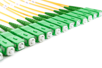 Image showing green fiber optic SC connectors