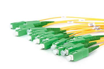 Image showing green fiber optic SC connectors