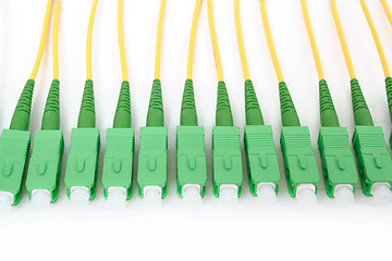 Image showing green fiber optic SC connectors