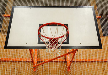 Image showing Basketball hoop cage in public gym