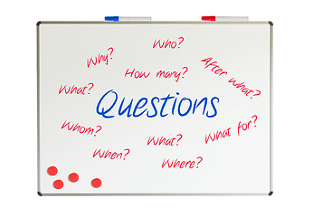 Image showing Questions on a whiteboard