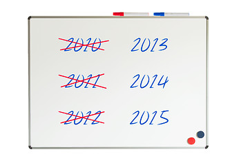 Image showing Calendar (years) written on a whiteboard