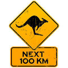 Image showing Roadsign Kangaroos Next 100 km