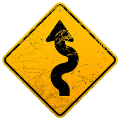 Image showing Vintage winding roadsign