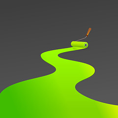 Image showing Green painting roller