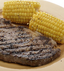 Image showing Rib Eye Steak With Corn