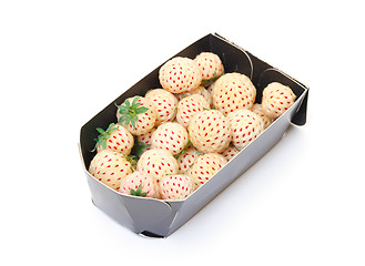 Image showing White strawberries in paper box