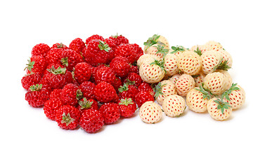 Image showing Ripe White and Red Strawberries