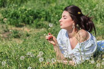 Image showing Girl with dandelion