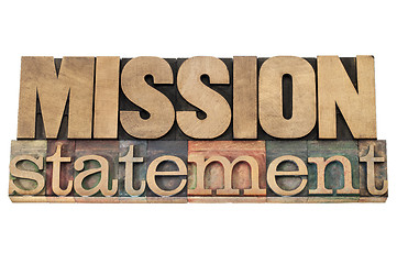 Image showing mission statement in wood type