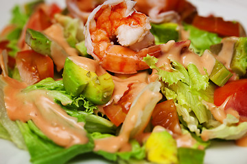 Image showing Salad with shrimp and avocado