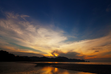 Image showing Beautiful sunset over the ocean. Thailand, Krabi