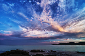 Image showing Sunset over a tropical sea. Thailand, Phuket