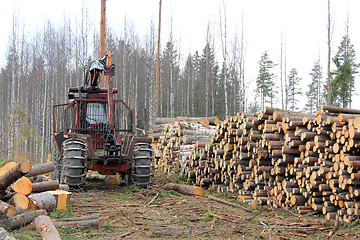 Image showing Old Forestry Tractor at Early Spring Logging Site