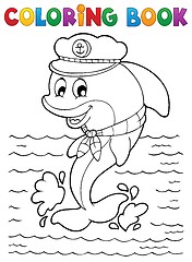 Image showing Coloring book dolphin theme 1