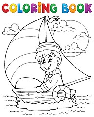 Image showing Coloring book sailor theme 1