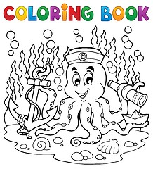 Image showing Coloring book octopus sailor 1