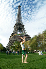 Image showing artist at eiffel tower