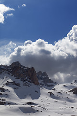 Image showing Snowy mountains in nice day