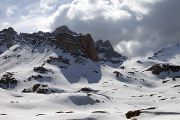 Image showing Winter mountains in clouds