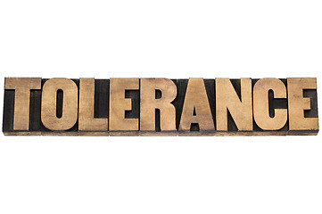 Image showing tolerance word in wood type